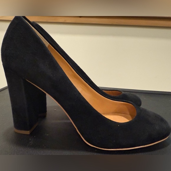 J. Crew Black Heels Block Chunky Pumps Party Office Neutral Feminine - Picture 3 of 7